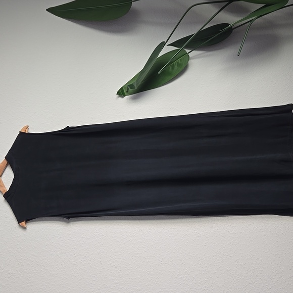 Eileen Fisher black button down sleeveless Dress With Side Slits 100% silk - Picture 8 of 9